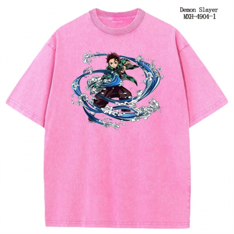 Demon Slayer Kimets Anime peripheral pure cotton washed and worn T-shirt from S to 2XL