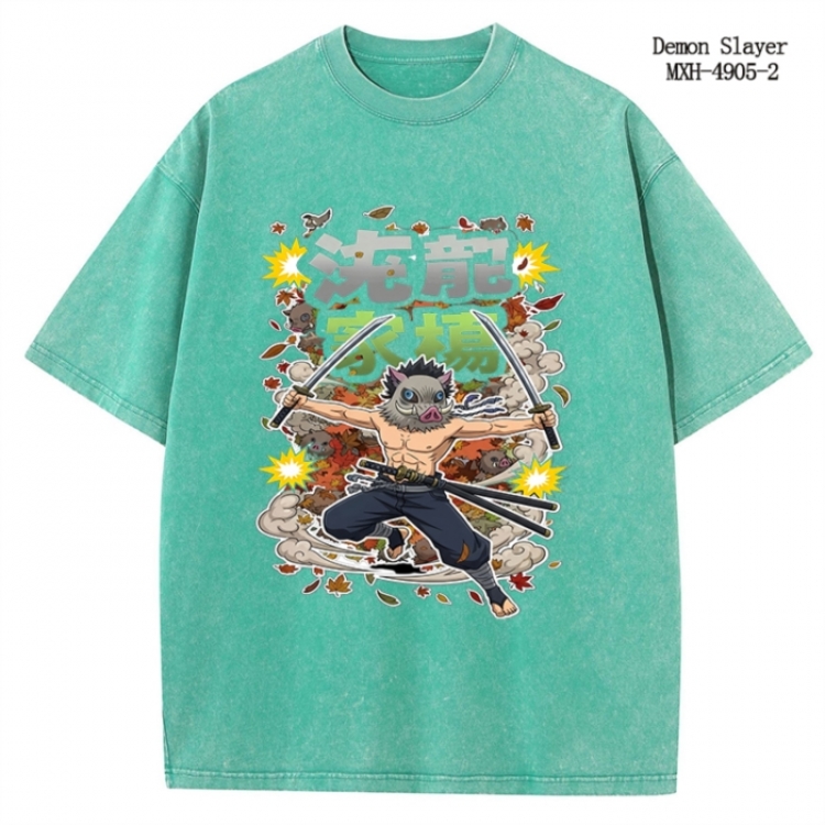 Demon Slayer Kimets Anime peripheral pure cotton washed and worn T-shirt from S to 2XL