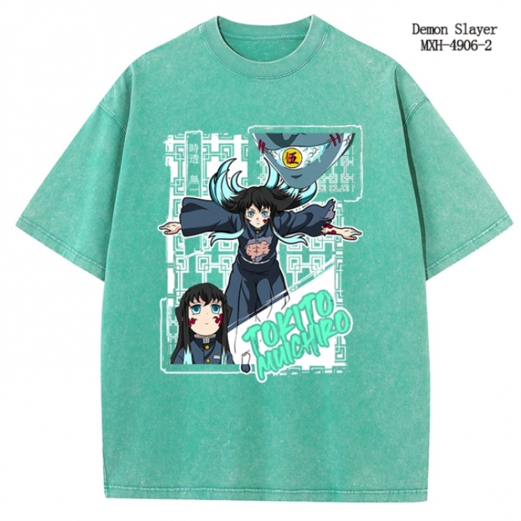 Demon Slayer Kimets Anime peripheral pure cotton washed and worn T-shirt from S to 2XL