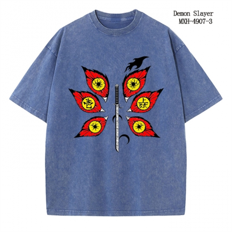 Demon Slayer Kimets Anime peripheral pure cotton washed and worn T-shirt from S to 2XL