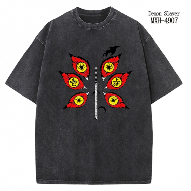 Demon Slayer Kimets Anime peripheral pure cotton washed and worn T-shirt from S to 2XL
