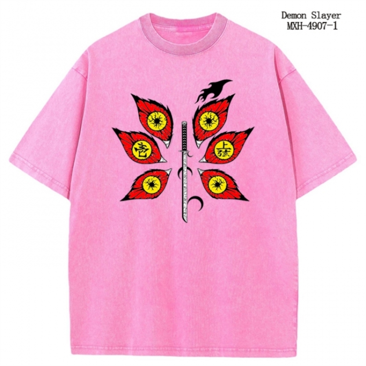 Demon Slayer Kimets Anime peripheral pure cotton washed and worn T-shirt from S to 2XL