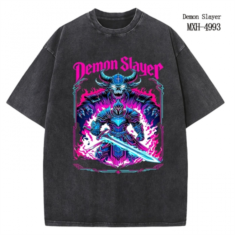 Demon Slayer Kimets Anime peripheral pure cotton washed and worn T-shirt from S to 2XL