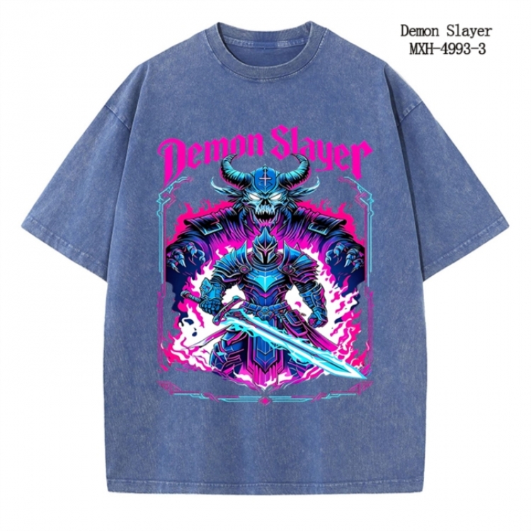 Demon Slayer Kimets Anime peripheral pure cotton washed and worn T-shirt from S to 2XL