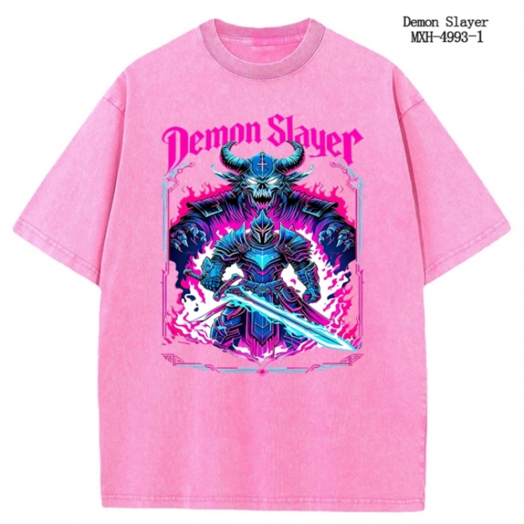 Demon Slayer Kimets Anime peripheral pure cotton washed and worn T-shirt from S to 2XL