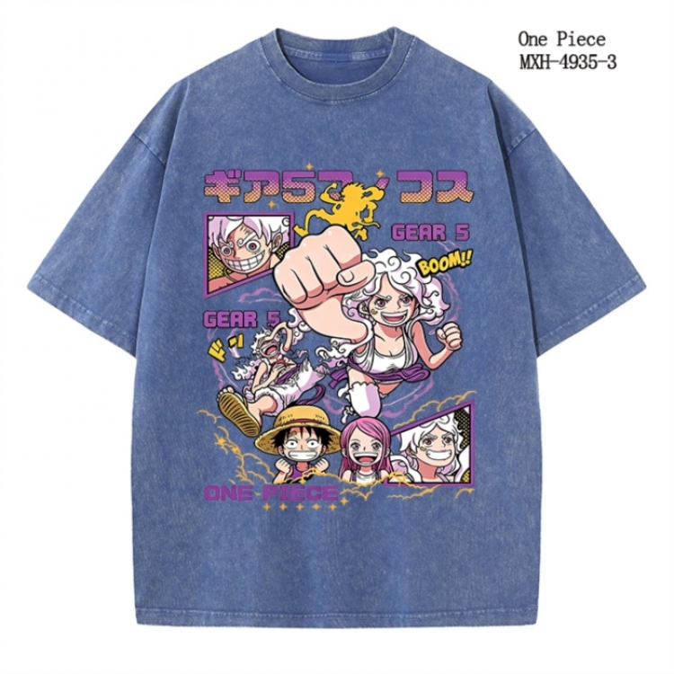 One Piece Anime peripheral pure cotton washed and worn T-shirt from S to 2XL