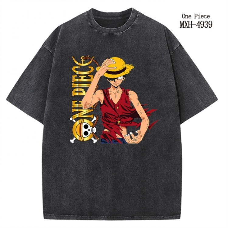 One Piece Anime peripheral pure cotton washed and worn T-shirt from S to 2XL