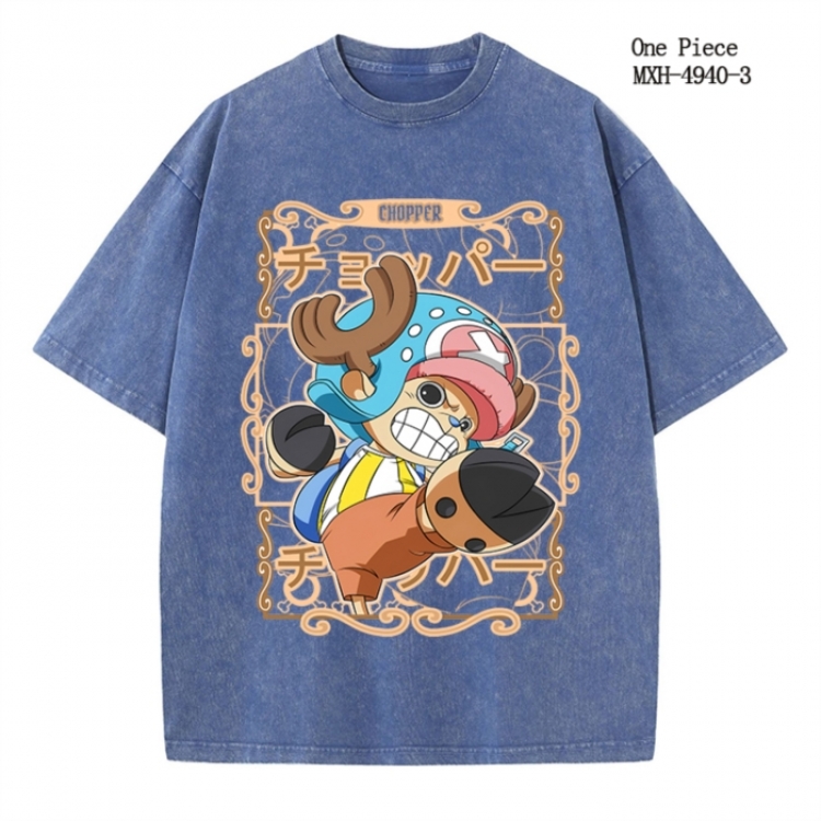One Piece Anime peripheral pure cotton washed and worn T-shirt from S to 2XL