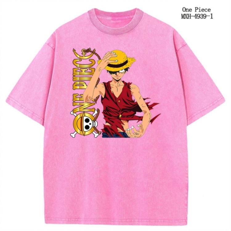 One Piece Anime peripheral pure cotton washed and worn T-shirt from S to 2XL