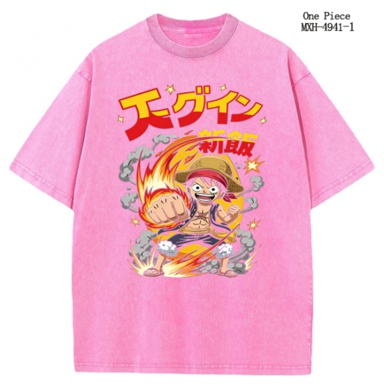 One Piece Anime peripheral pure cotton washed and worn T-shirt from S to 2XL