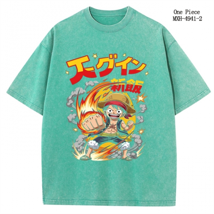 One Piece Anime peripheral pure cotton washed and worn T-shirt from S to 2XL