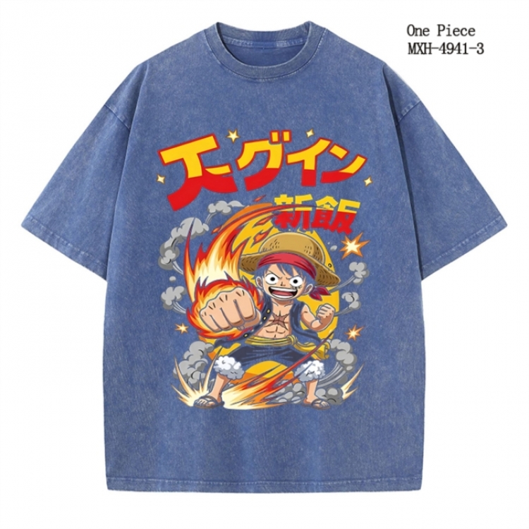 One Piece Anime peripheral pure cotton washed and worn T-shirt from S to 2XL