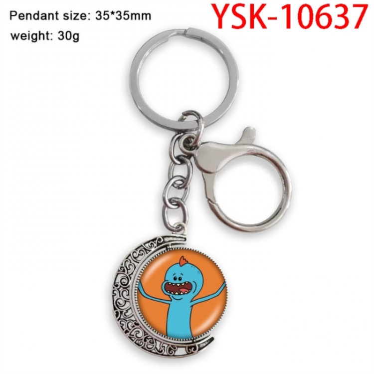 Rick and Morty Anime double-sided crystal rotating gemstone keychain pendant price for 5 pcs