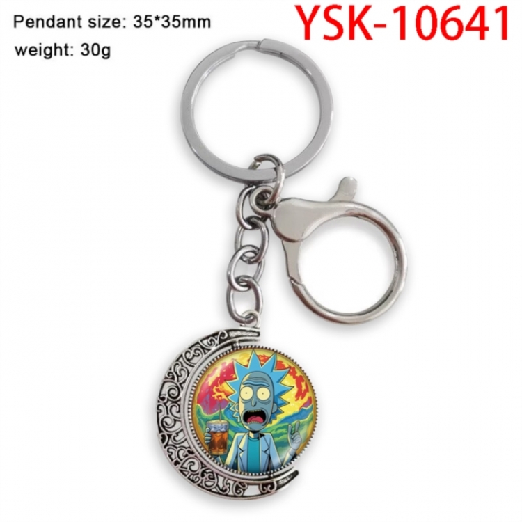 Rick and Morty Anime double-sided crystal rotating gemstone keychain pendant price for 5 pcs