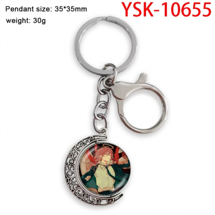 Chainsaw Man Anime double-sided crystal rotating gemstone keychain pendant price for 5 pcs