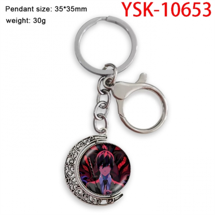 Chainsaw Man Anime double-sided crystal rotating gemstone keychain pendant price for 5 pcs