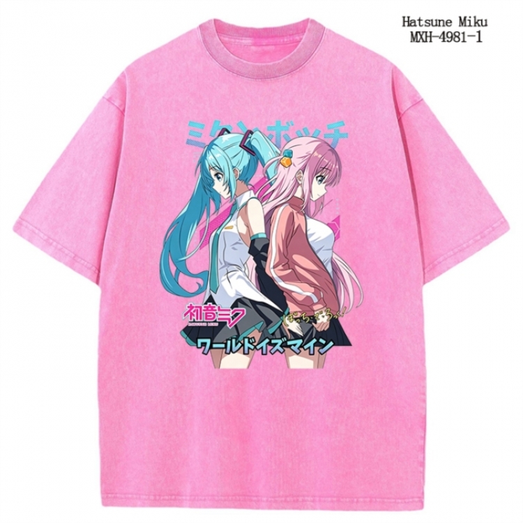 Hatsune Miku Anime peripheral pure cotton washed and worn T-shirt from S to 2XL