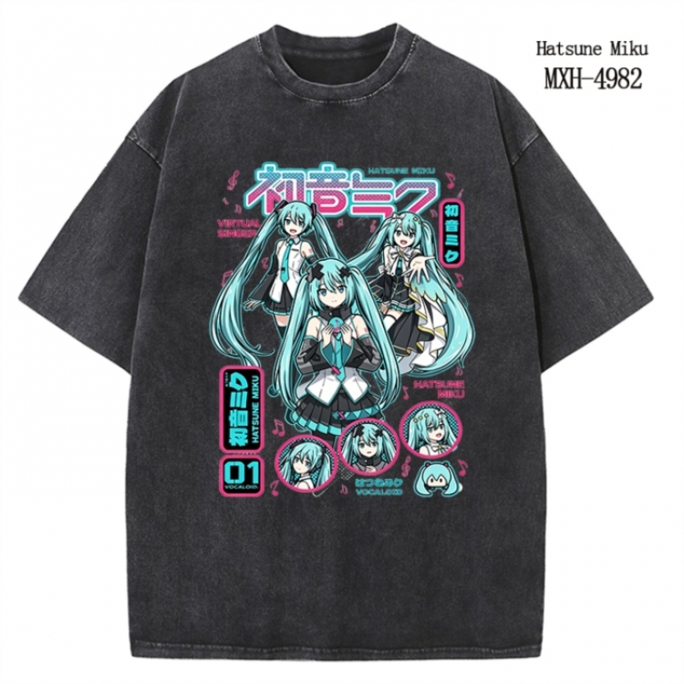 Hatsune Miku Anime peripheral pure cotton washed and worn T-shirt from S to 2XL