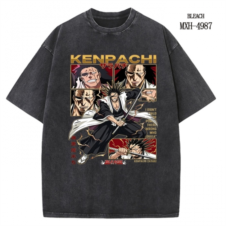Bleach Anime peripheral pure cotton washed and worn T-shirt from S to 2XL