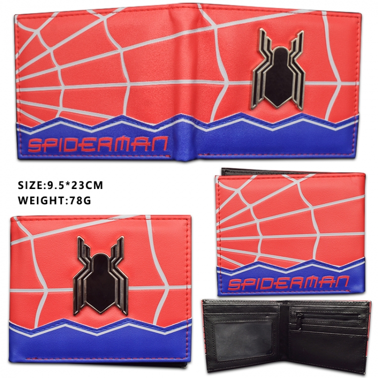 Spiderman  Hardware PU wallet short two-fold wallet 9.5X23CM 86G