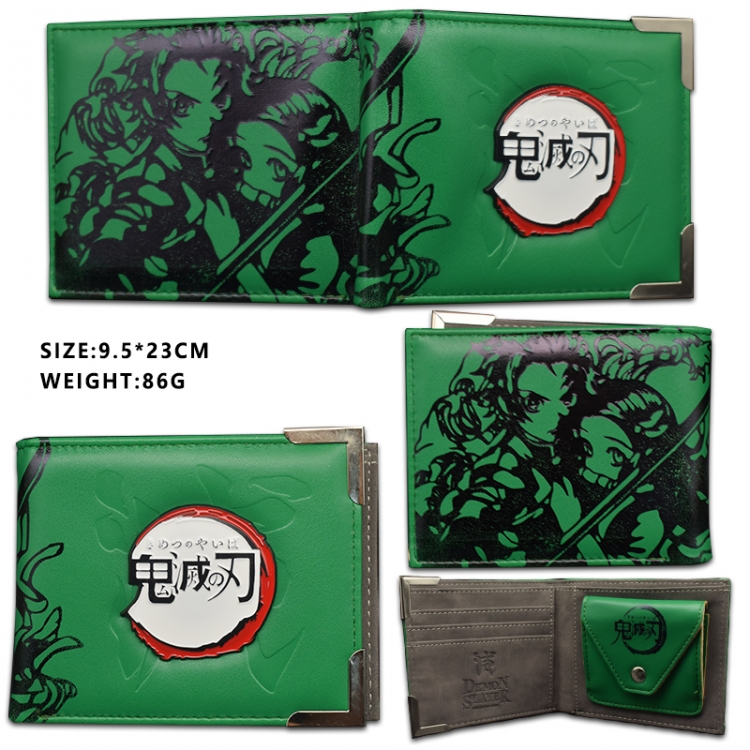 Demon Slayer Kimets Spiderman  Hardware PU wallet short two-fold wallet 9.5X23CM 86G
