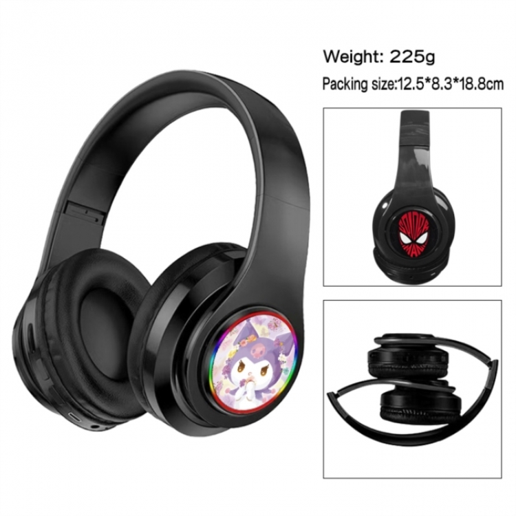 Kuromi Anime Print Foldable Over-Ear Bluetooth Headphones 12.5x8.3x18.8cm