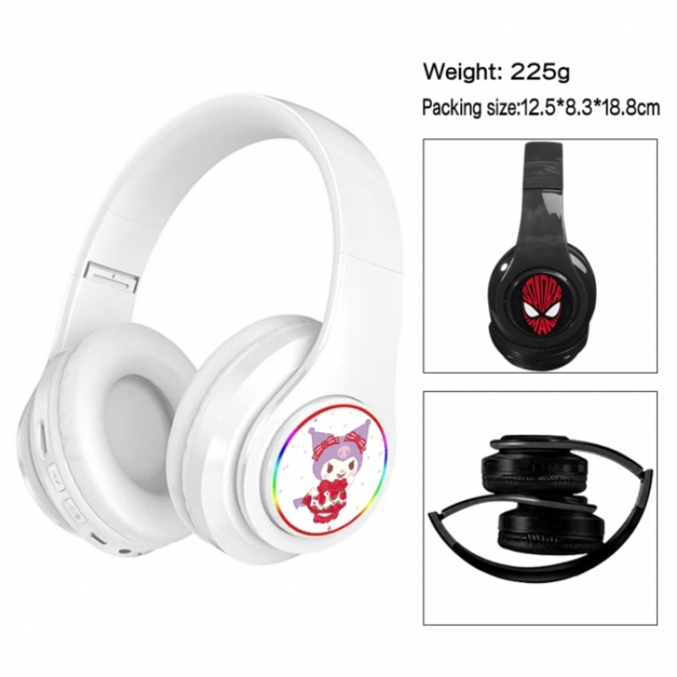 Kuromi Anime Print Foldable Over-Ear Bluetooth Headphones 12.5x8.3x18.8cm