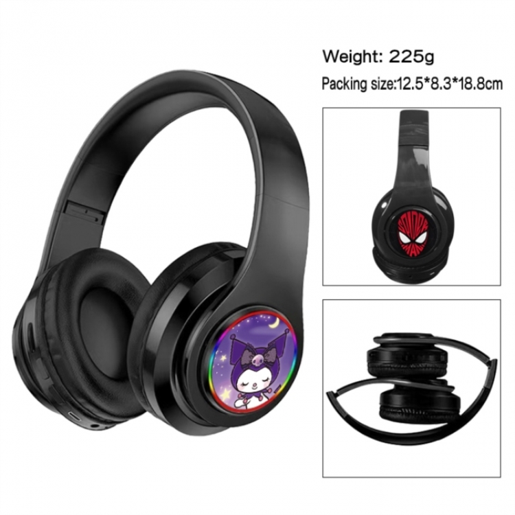 Kuromi Anime Print Foldable Over-Ear Bluetooth Headphones 12.5x8.3x18.8cm