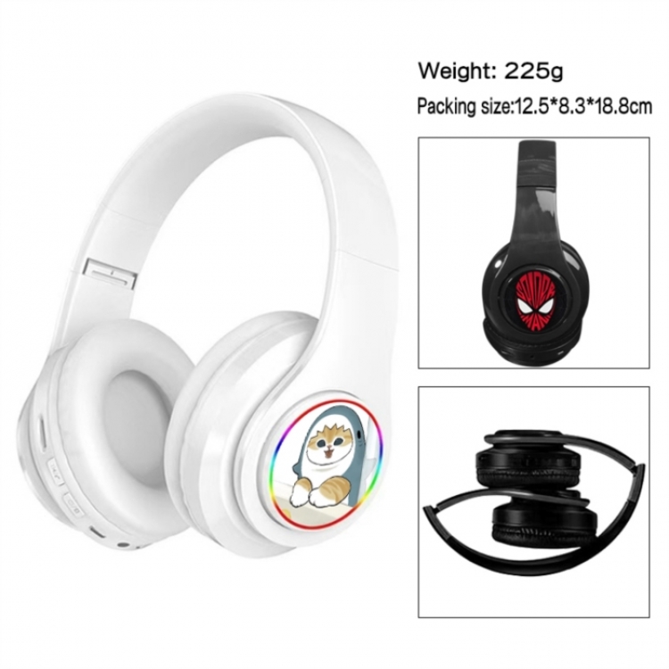 SharkCat Anime Print Foldable Over-Ear Bluetooth Headphones 12.5x8.3x18.8cm