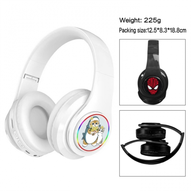 SharkCat Anime Print Foldable Over-Ear Bluetooth Headphones 12.5x8.3x18.8cm