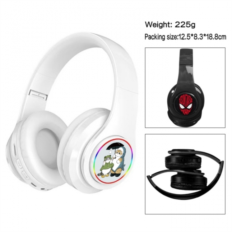 SharkCat Anime Print Foldable Over-Ear Bluetooth Headphones 12.5x8.3x18.8cm