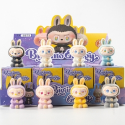 Labubu Flocked small ornaments figurines blind boxes trendy toys and small handmade crafts a set of 12