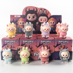 Labubu Flocked small ornaments figurines blind boxes trendy toys and small handmade crafts a set of 12
