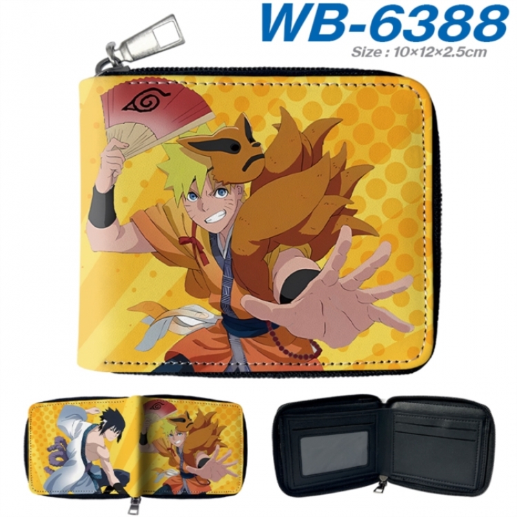 Naruto Anime color short full zip folding wallet 10x12x2.5cm