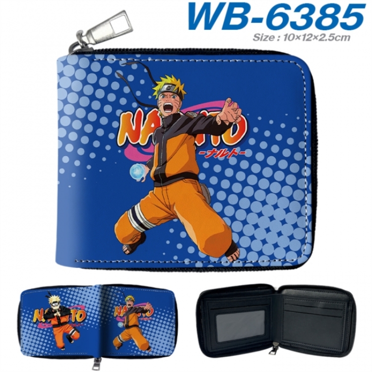 Naruto Anime color short full zip folding wallet 10x12x2.5cm