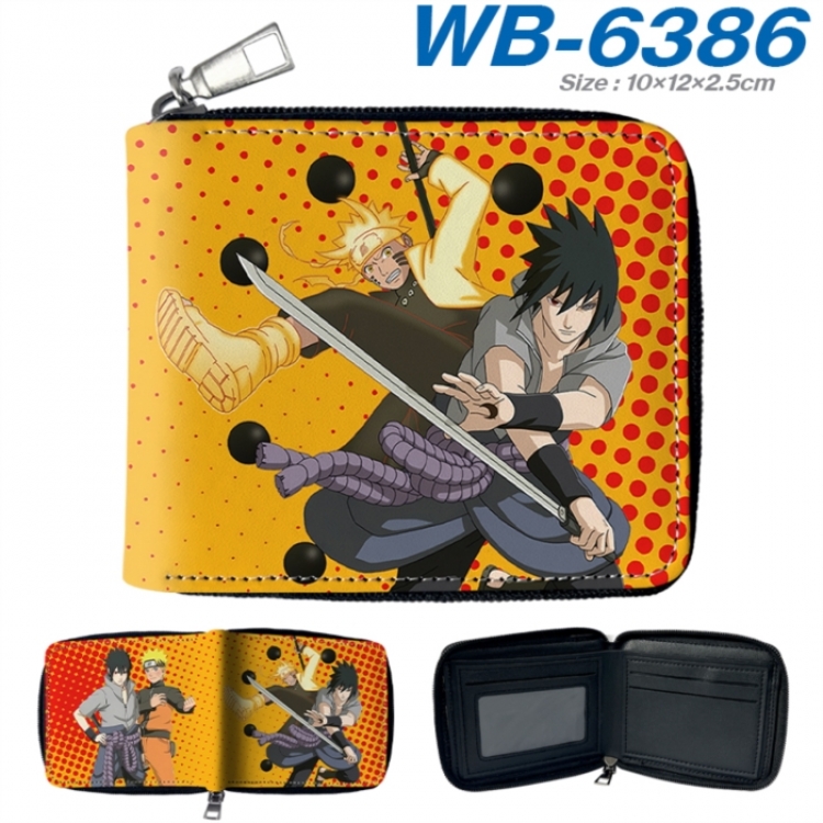 Naruto Anime color short full zip folding wallet 10x12x2.5cm
