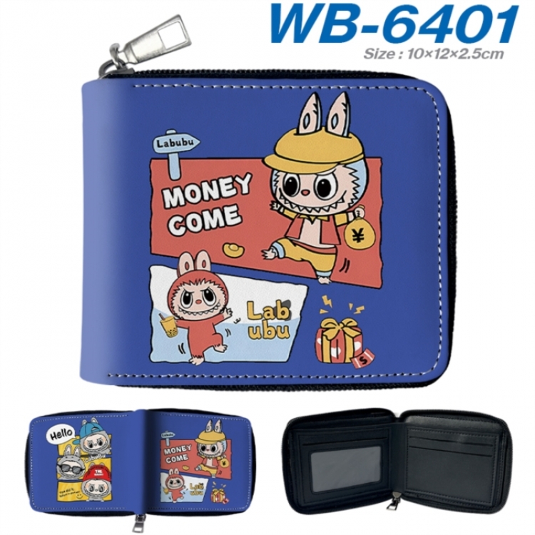 Labubu Anime color short full zip folding wallet 10x12x2.5cm
