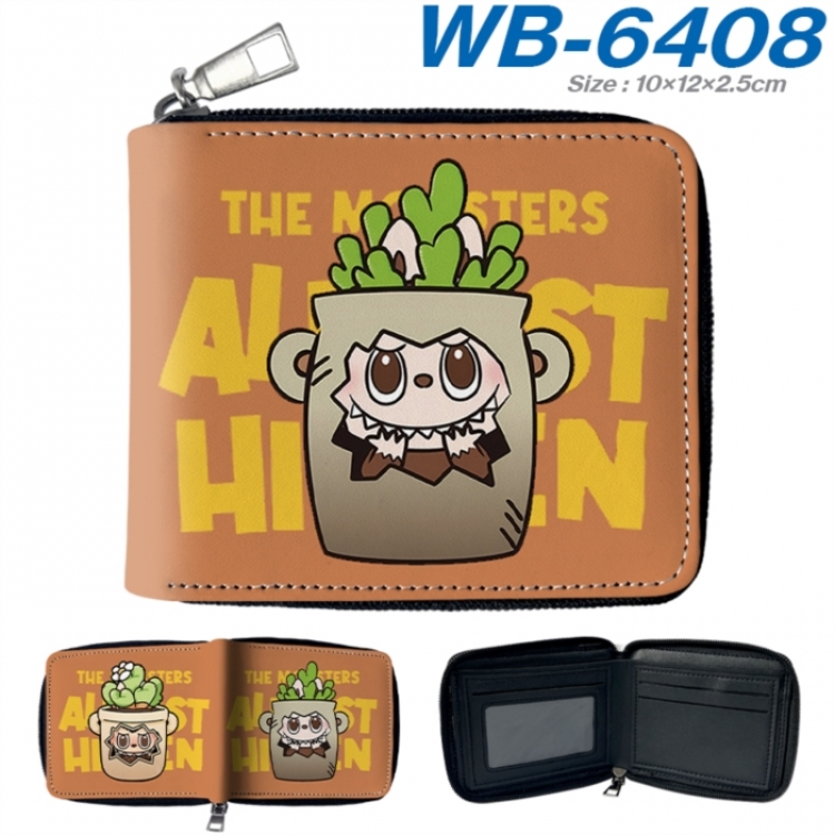 Labubu Anime color short full zip folding wallet 10x12x2.5cm