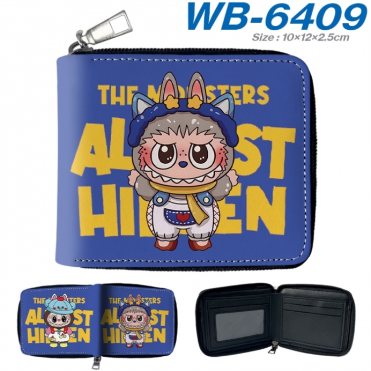 Labubu Anime color short full zip folding wallet 10x12x2.5cm