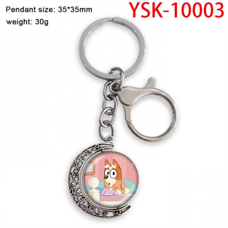 Bluey Anime double-sided crystal rotating gemstone keychain pendant price for 5 pcs