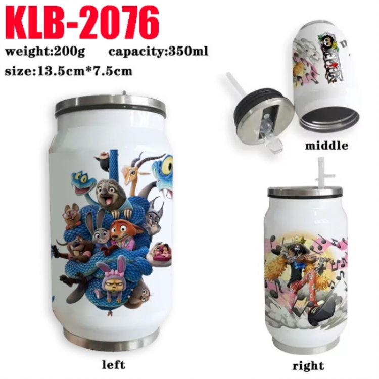 Zootopia Anime Printed Stainless Steel Insulated Cup Straw Water Cup 350ML