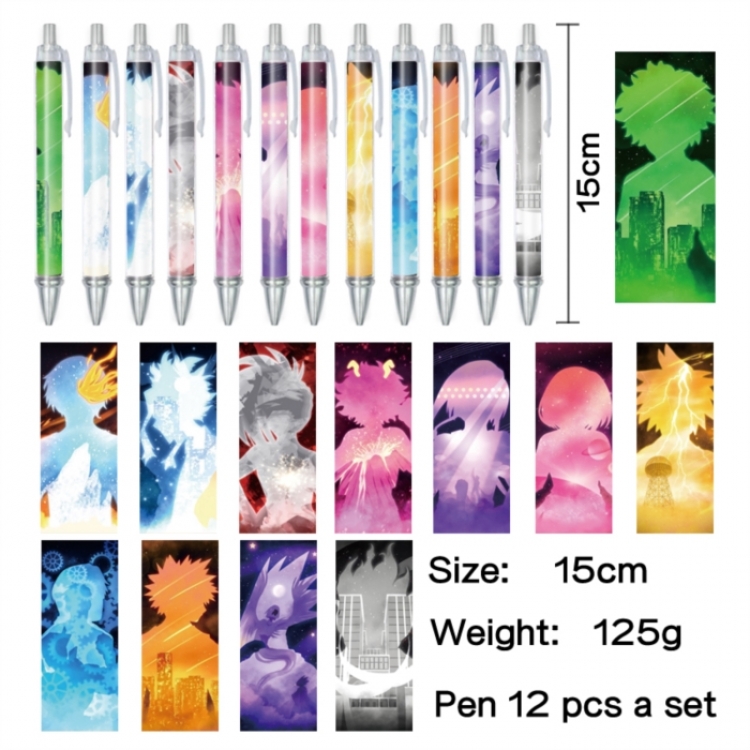 My Hero Academia Anime peripheral student color picture ballpoint pen neutral pen 15cm a set of 12