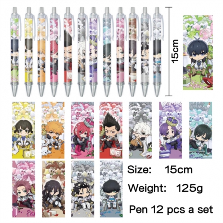 BLUE LOCK Anime peripheral student color picture ballpoint pen neutral pen 15cm a set of 12