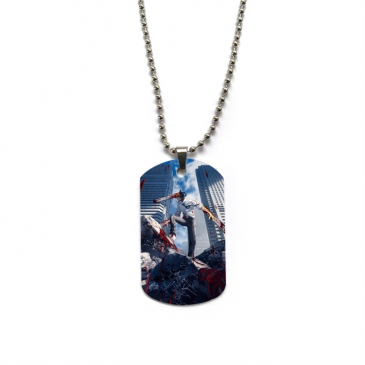 Chainsaw Man Anime double-sided full color printed military brand necklace price for 5 pcs