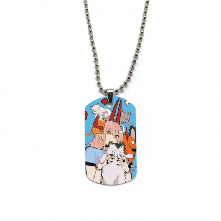 Chainsaw Man Anime double-sided full color printed military brand necklace price for 5 pcs