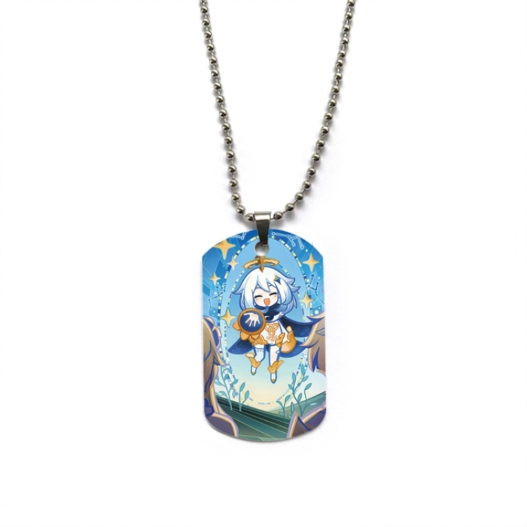Genshin Impact Anime double-sided full color printed military brand necklace price for 5 pcs