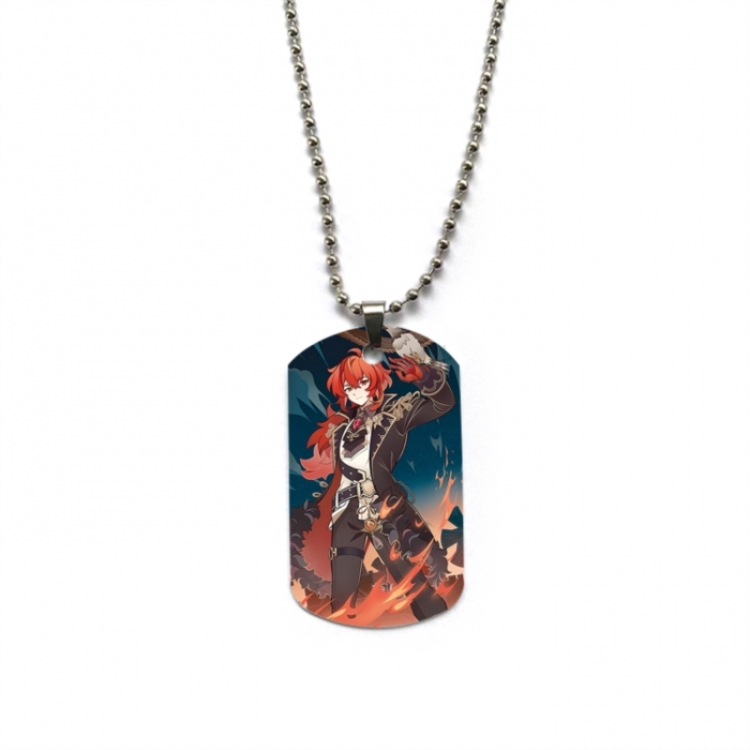 Genshin Impact Anime double-sided full color printed military brand necklace price for 5 pcs