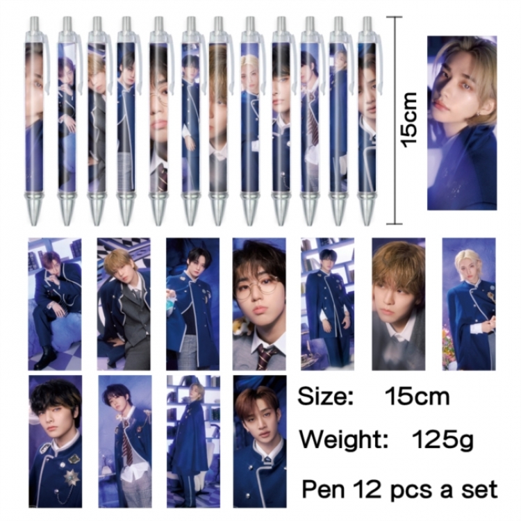 straykids Anime peripheral student color picture ballpoint pen neutral pen 15cm a set of 12