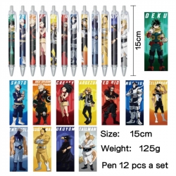My Hero Academia Anime peripheral student color picture ballpoint pen neutral pen 15cm a set of 12