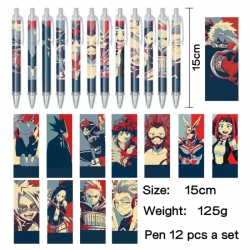 My Hero Academia Anime peripheral student color picture ballpoint pen neutral pen 15cm a set of 12